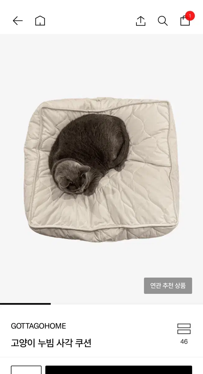 집에가야돼 고양이 누빔 사각 쿠션